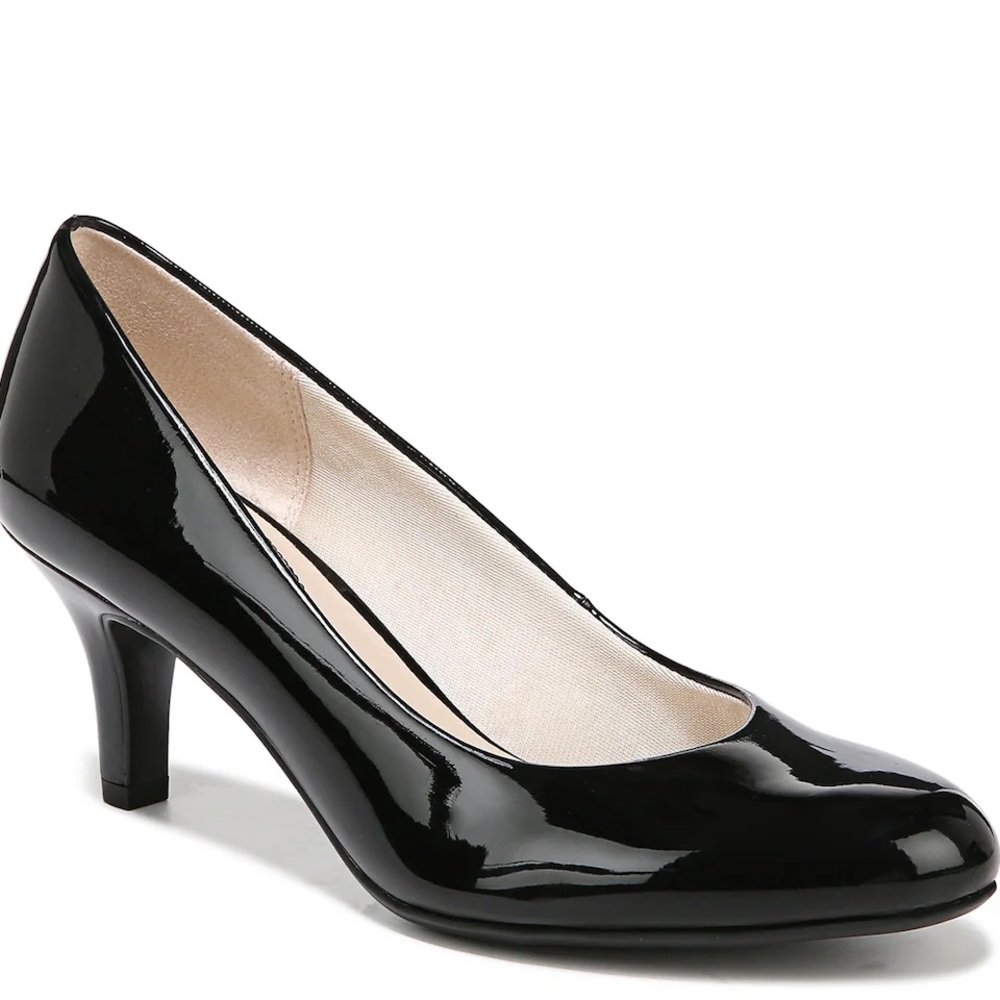 Life Stride Soft System Parigi Pumps Patent Black Heels